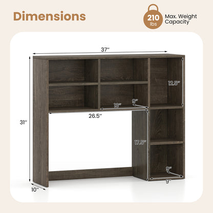 Desktop Bookshelf with 7 Open Cubbies and 3 Adjustable Shelves, Oak Bookcases at Gallery Canada