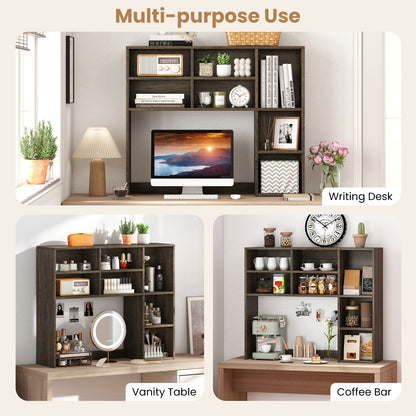 Desktop Bookshelf with 7 Open Cubbies and 3 Adjustable Shelves, Oak Bookcases at Gallery Canada