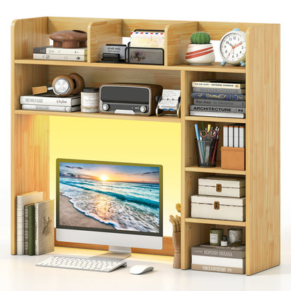 Desk Hutch With LED Lights, 35.5 Inch, Beige Bookcases at Gallery Canada