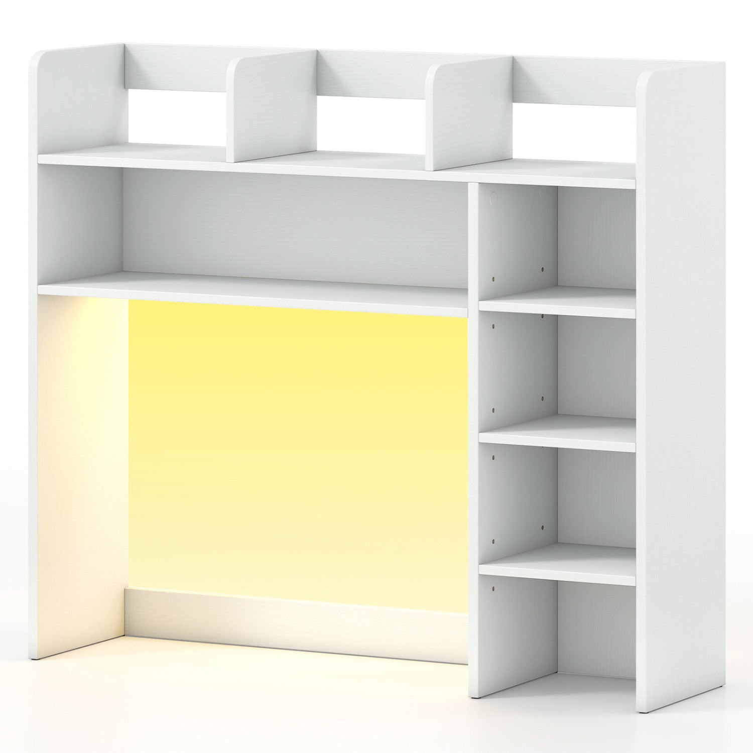 Desktop Bookshelf with LED Lights 35.5 inch Desk Hutch Storage Organizer, White Bookcases at Gallery Canada