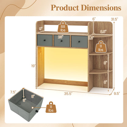 Desktop Bookshelf 5-Tier with LED Lights, 3 Drawers, Natural Bookcases at Gallery Canada