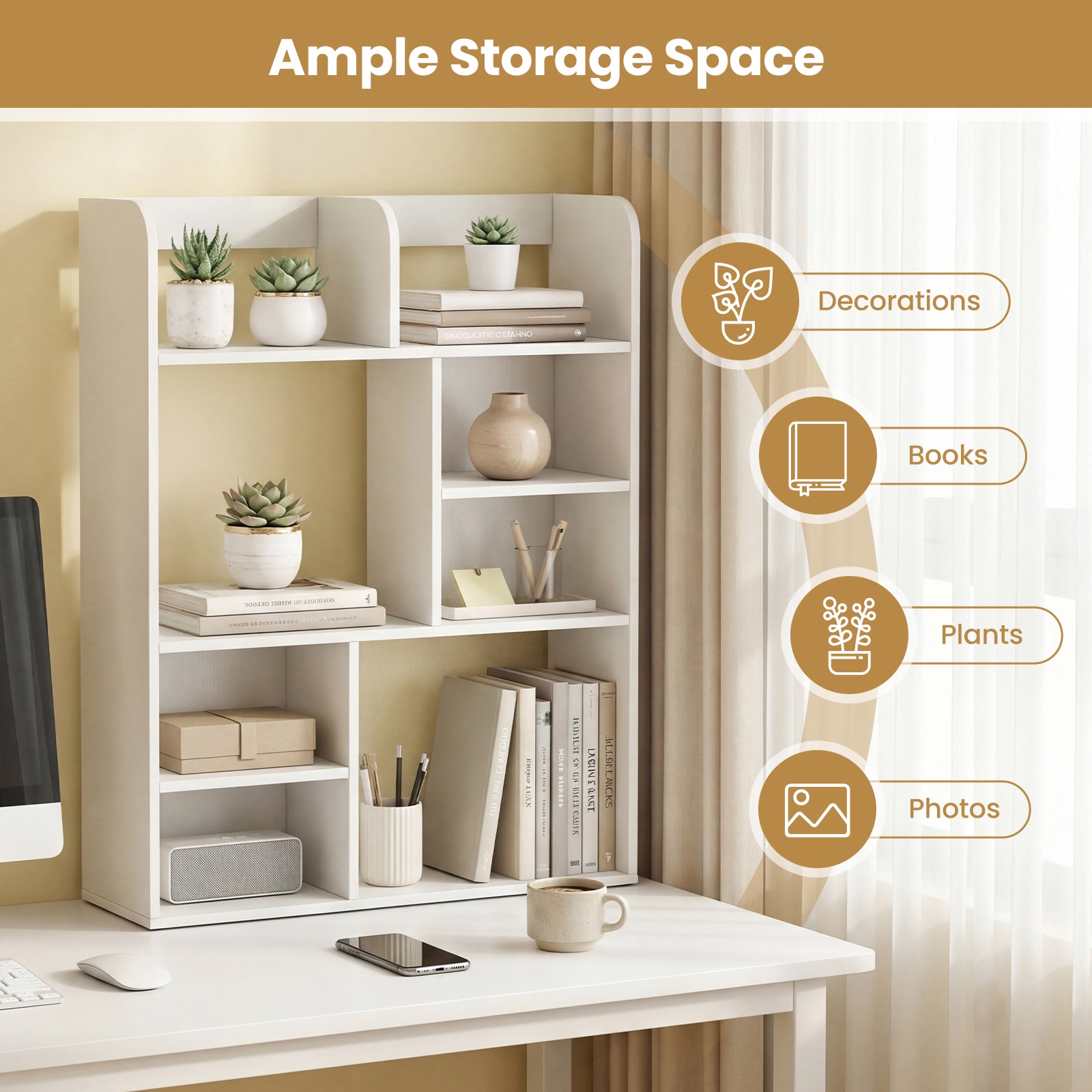 Desktop Display Rack, 8 Open Cubes, White Bookcases at Gallery Canada