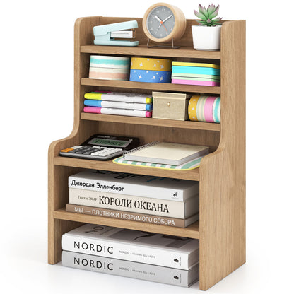 Desktop Organizer, 6-Tier Storage Rack, Removable Shelves, Natural Bookcases at Gallery Canada