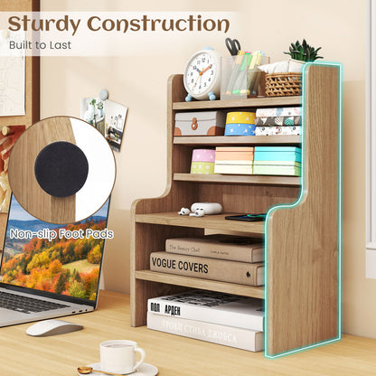 Desktop Organizer, 6-Tier Storage Rack, Removable Shelves, Natural Bookcases at Gallery Canada