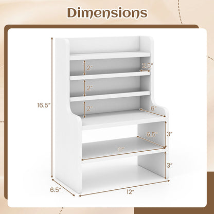 Desktop Organizer 6-Tier Mini Storage Rack with 2 Removable Shelves, White