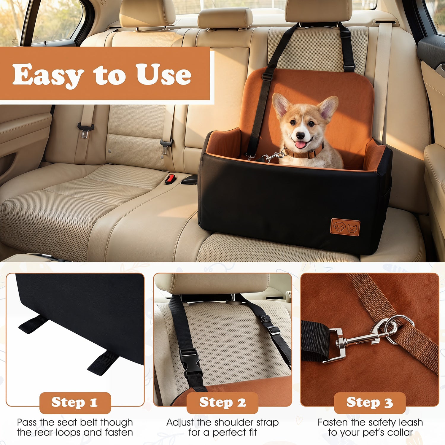 Detachable Dog Booster Car Seat, Red, Black Pets at Gallery Canada