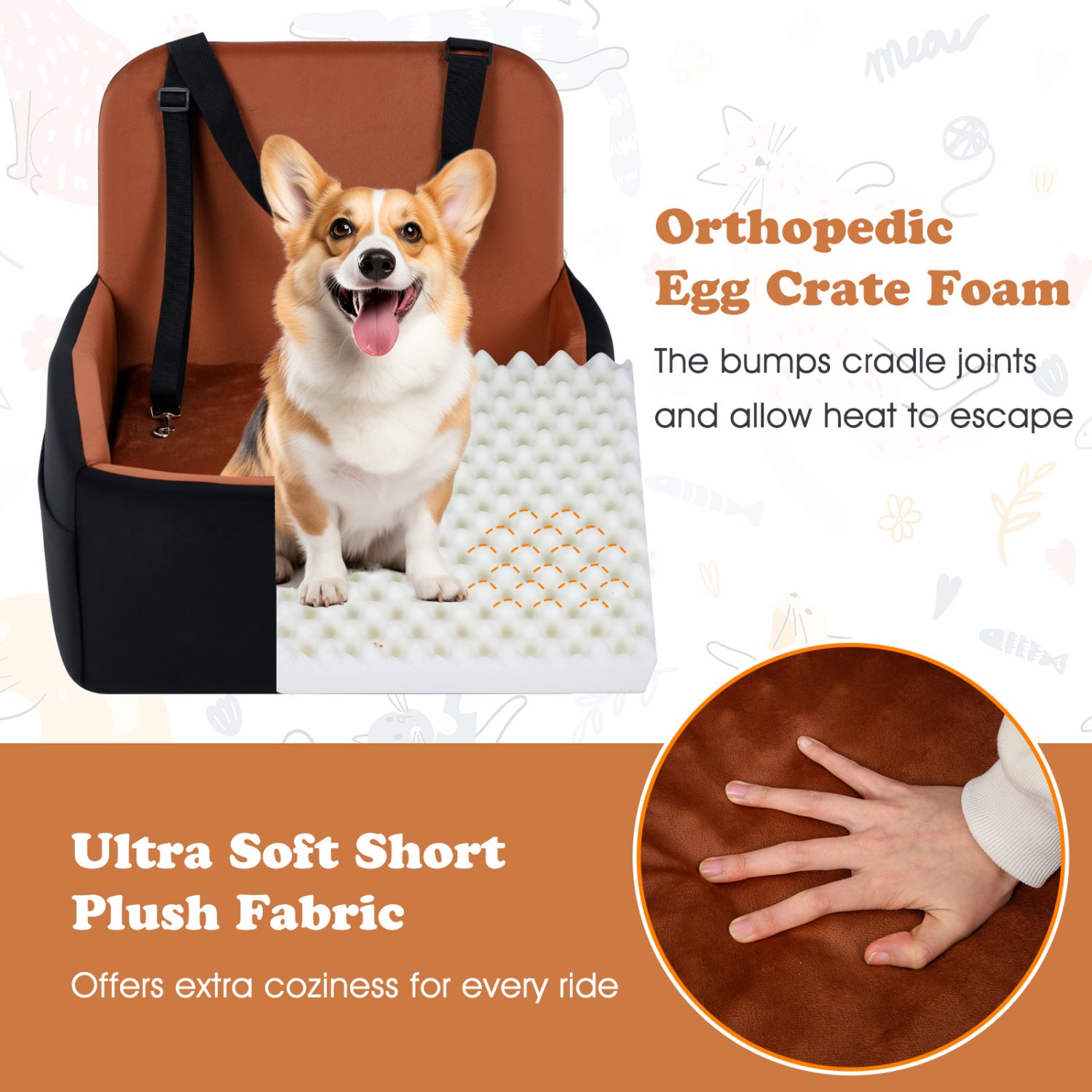 Detachable Dog Booster Car Seat, Red, Black Pets at Gallery Canada