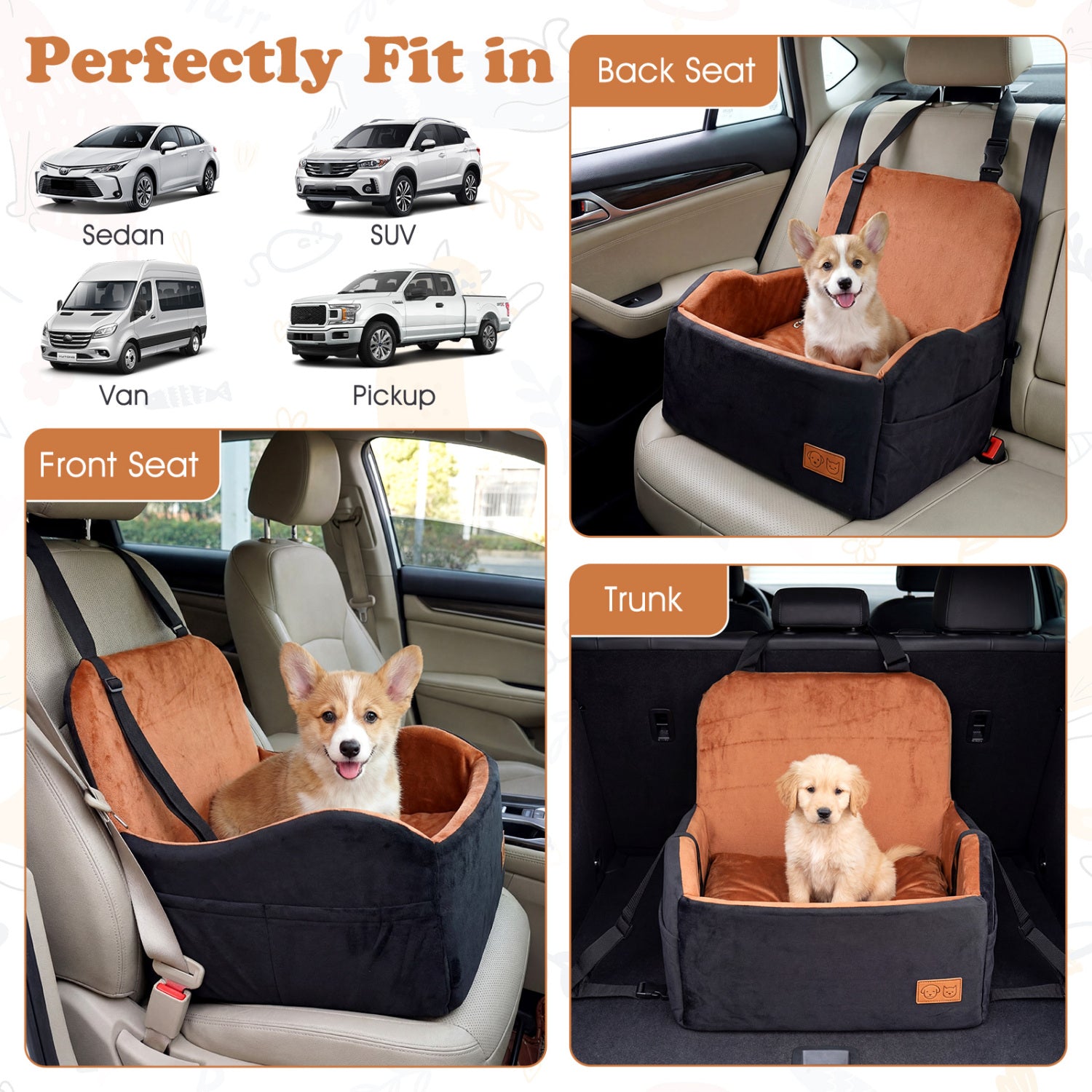 Detachable Dog Booster Car Seat, Red, Black Pets at Gallery Canada