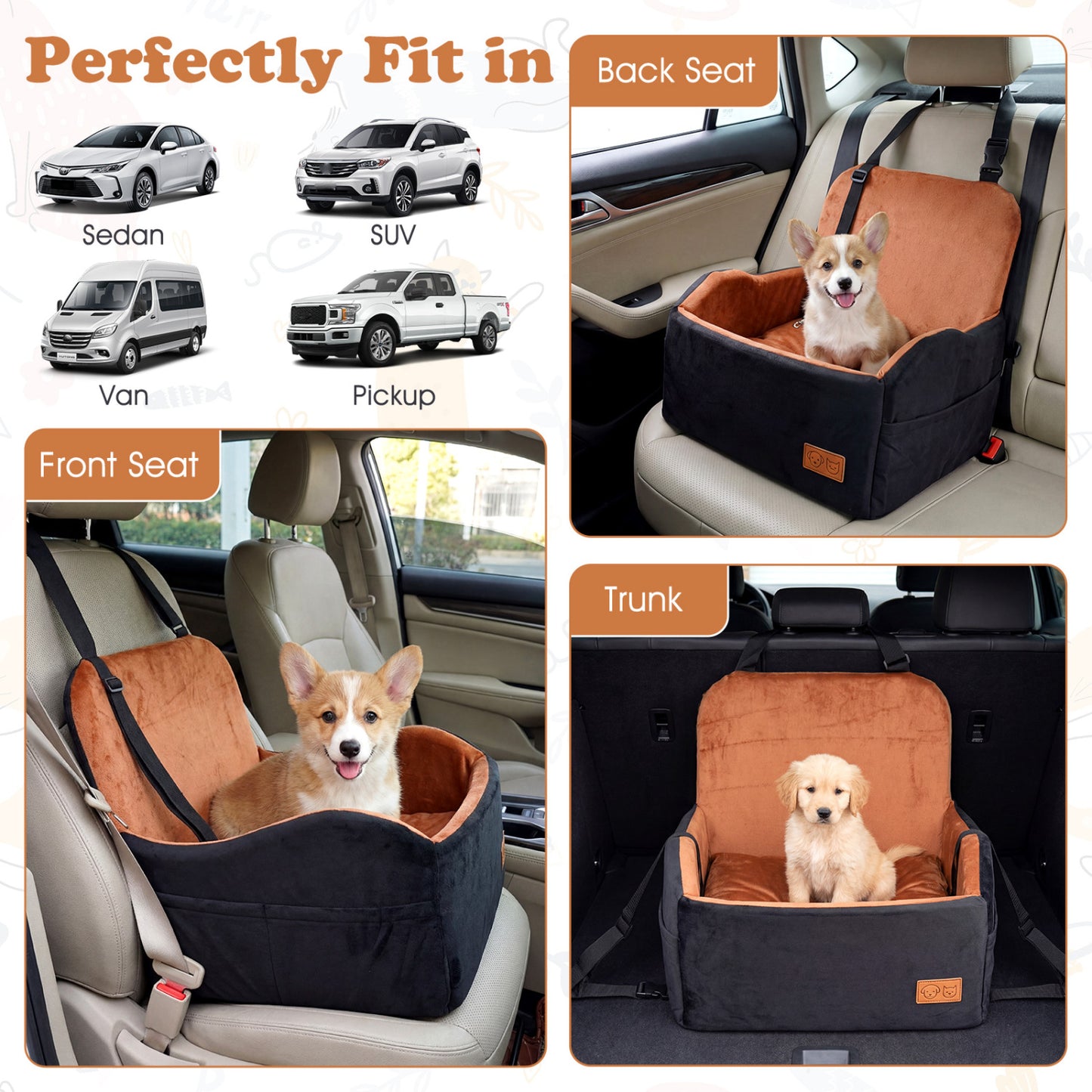 Detachable Dog Booster Car Seat, Red, Black Pets at Gallery Canada
