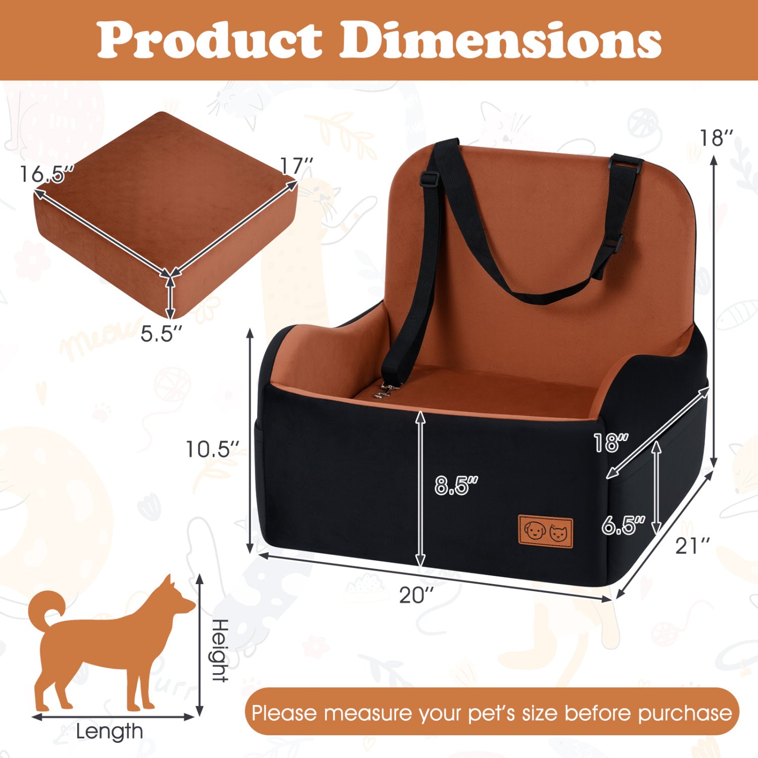 Detachable Dog Booster Car Seat, Red, Black Pets at Gallery Canada