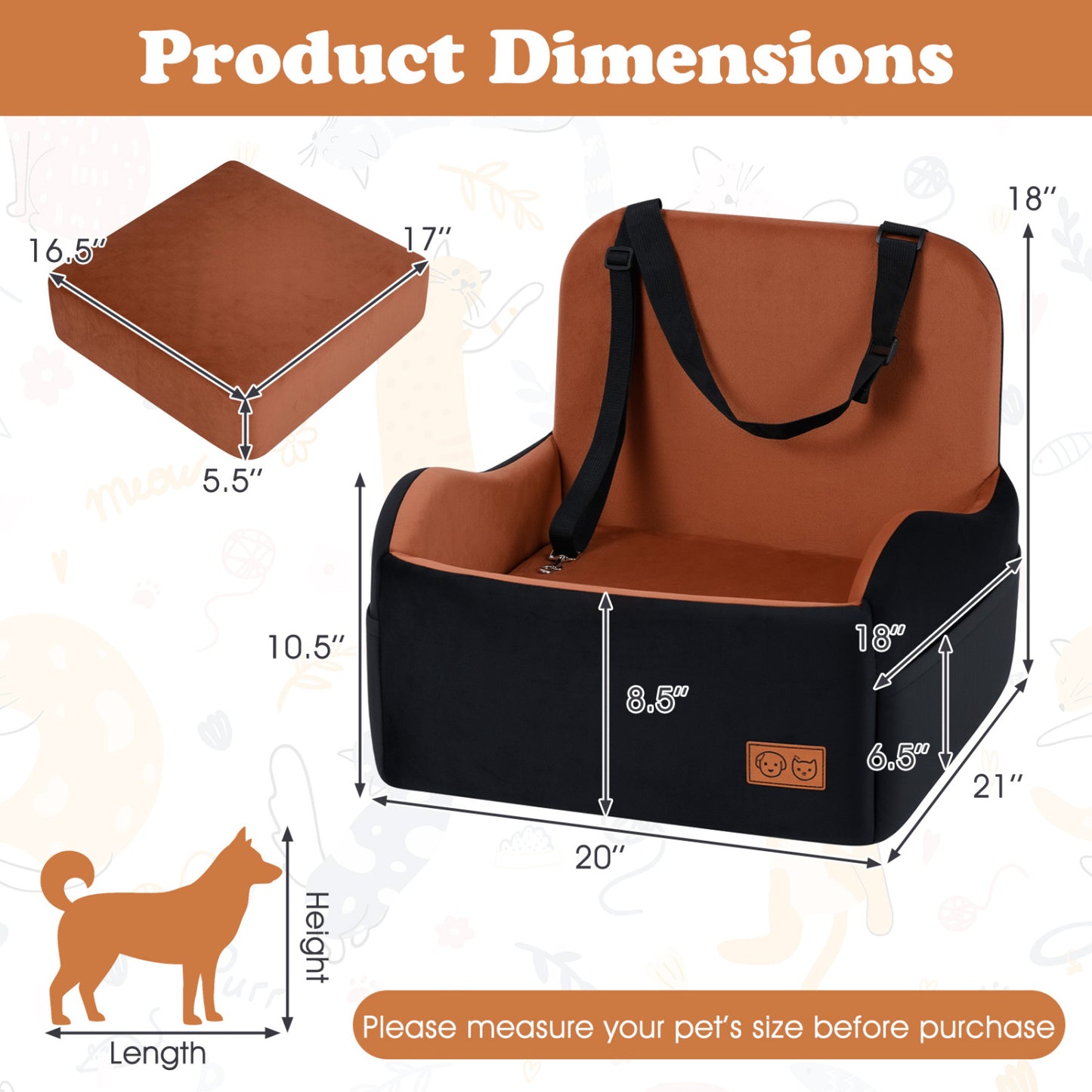 Detachable Dog Booster Car Seat, Red, Black Pets at Gallery Canada