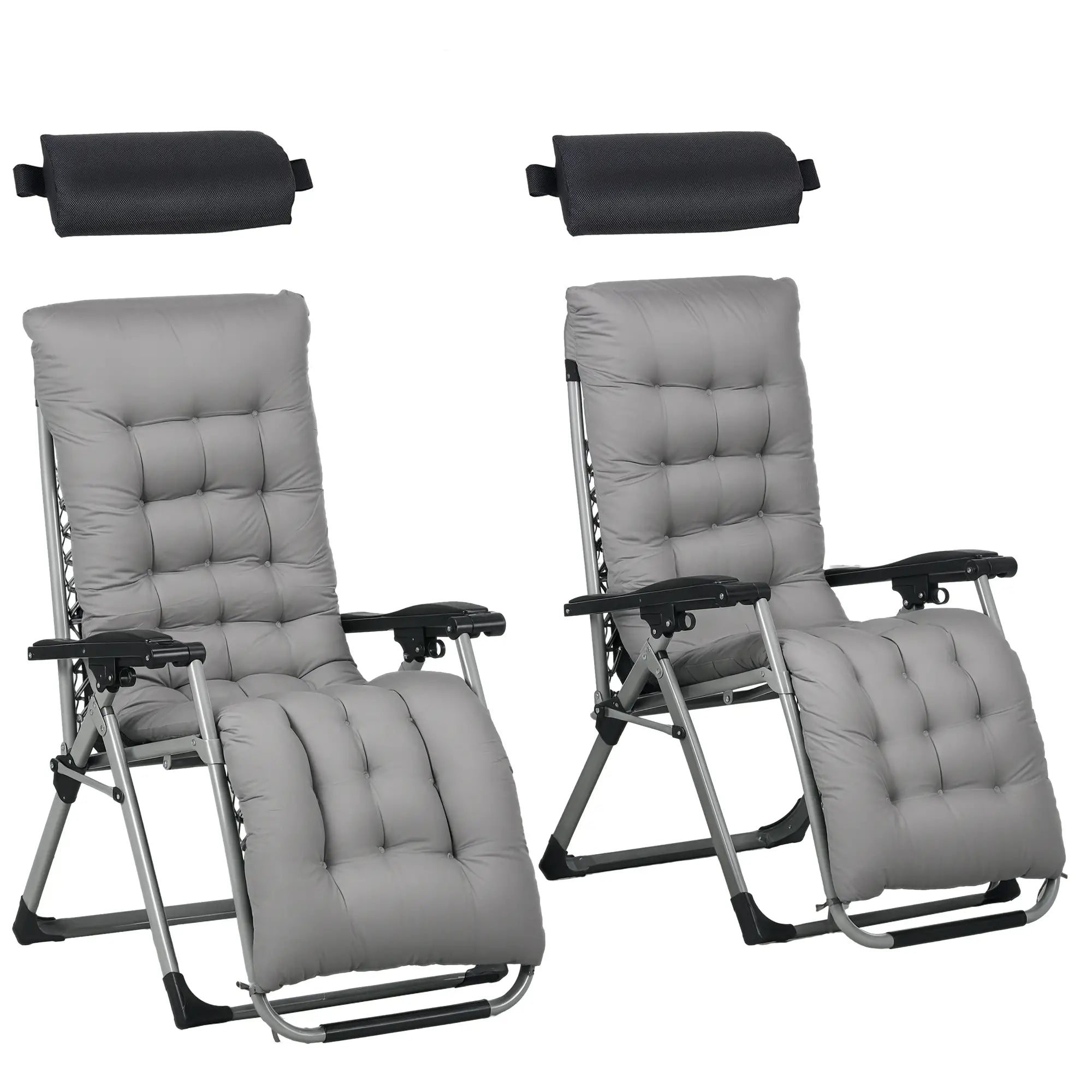 Folding Garden Chairs, Set of 2, Reclining Zero Gravity, Dark Grey Lounger Chairs at Gallery Canada