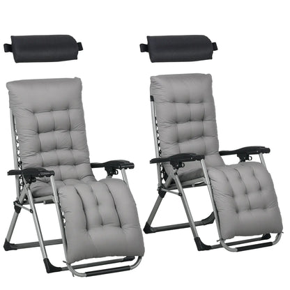 Folding Garden Chairs, Set of 2, Reclining Zero Gravity, Dark Grey Lounger Chairs at Gallery Canada