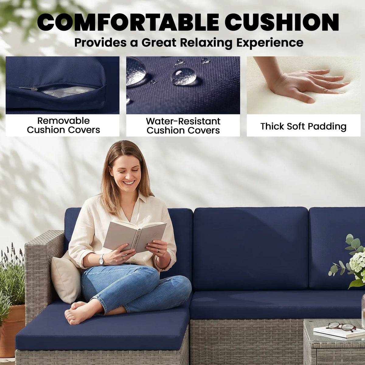 3Pc Rattan Sofa Set With Coffee Table, Cushions, Pillows Patio Furniture Sets at Gallery Canada