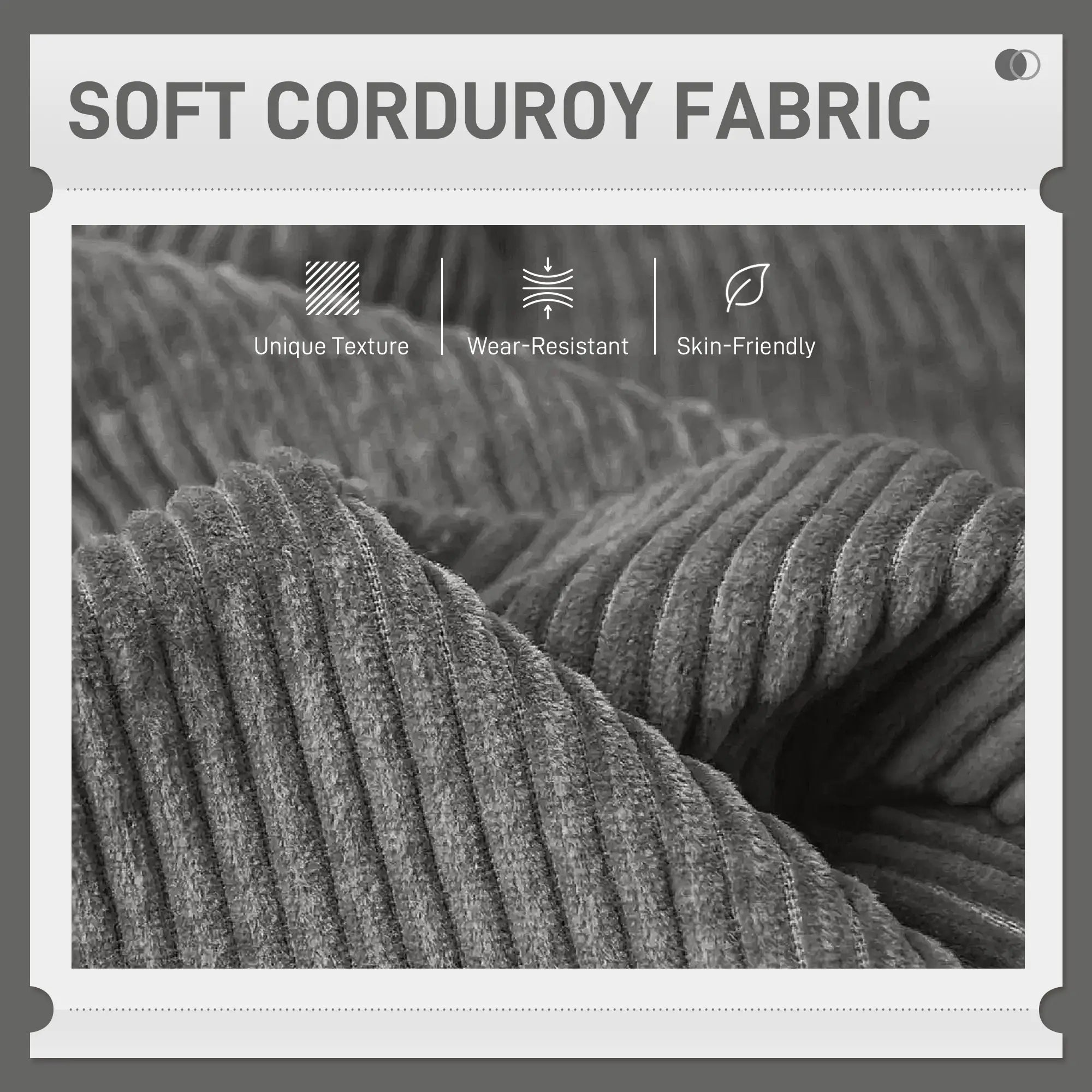 Modern 3 Seater Sofa, Corduroy Loveseat, Grey 3-Seater Sofas at Gallery Canada