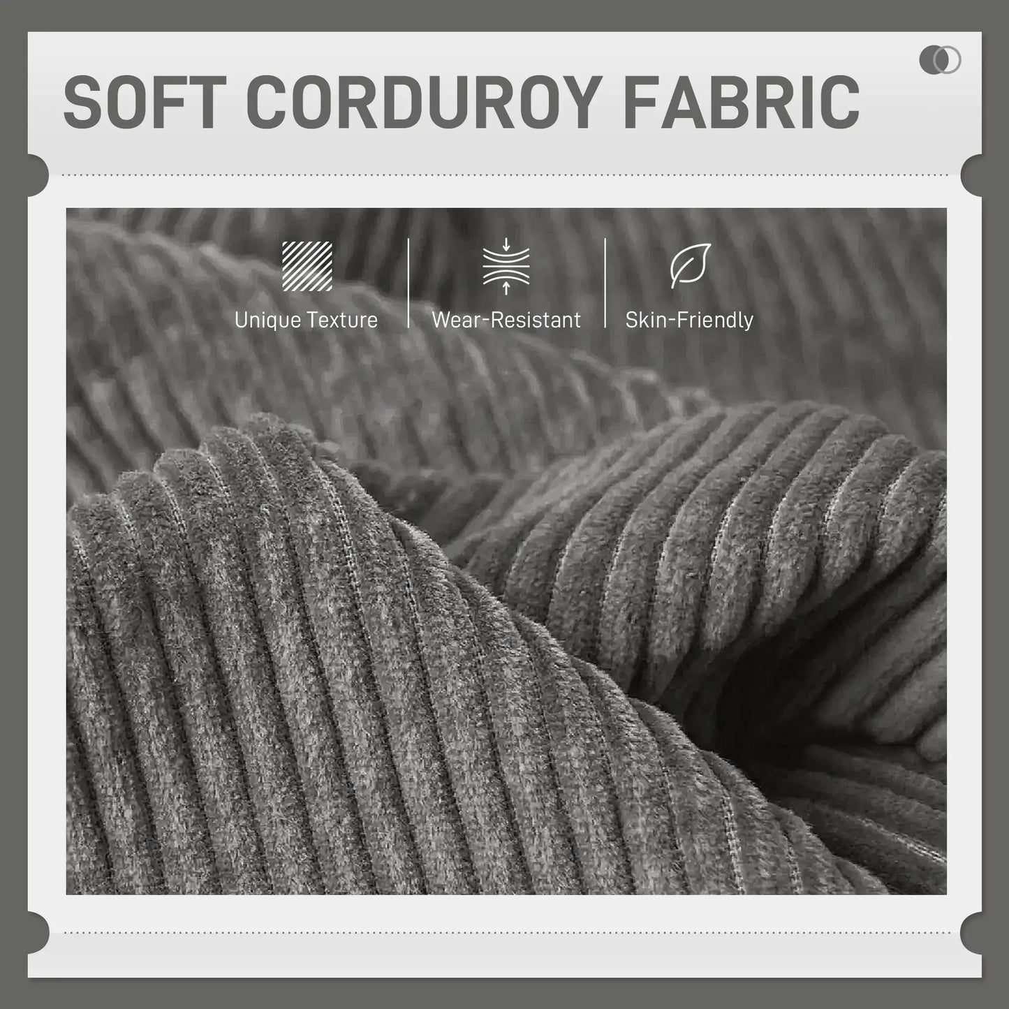 Modern 3 Seater Sofa, Corduroy Loveseat, Grey 3-Seater Sofas at Gallery Canada