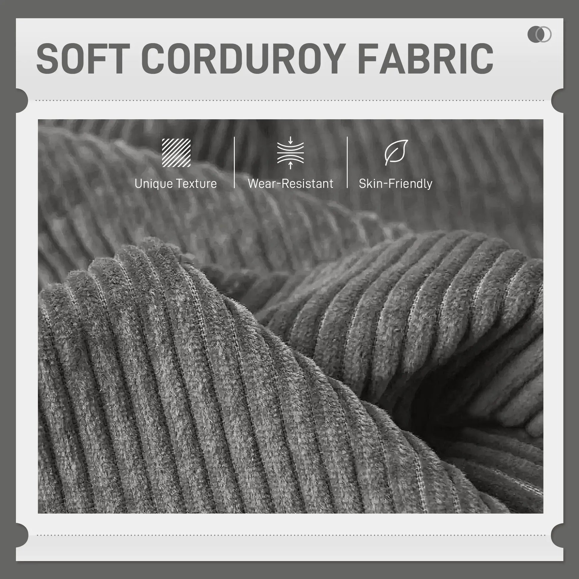 Modern 3 Seater Sofa, Corduroy Loveseat, Grey 3-Seater Sofas at Gallery Canada