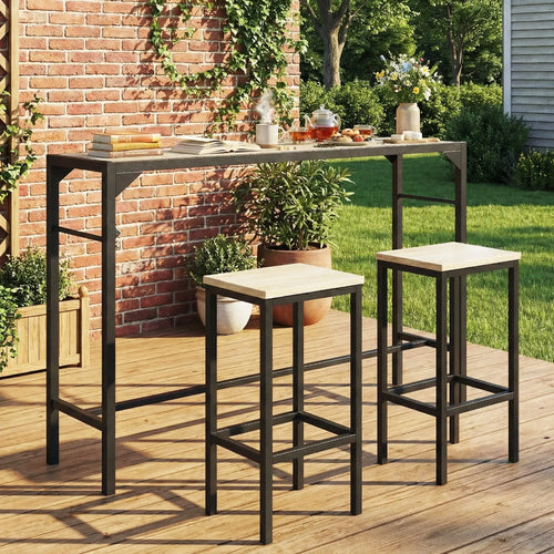Outdoor Bar Table With Built-In Bottle Opener, Wood Grain Plastic Top, 55