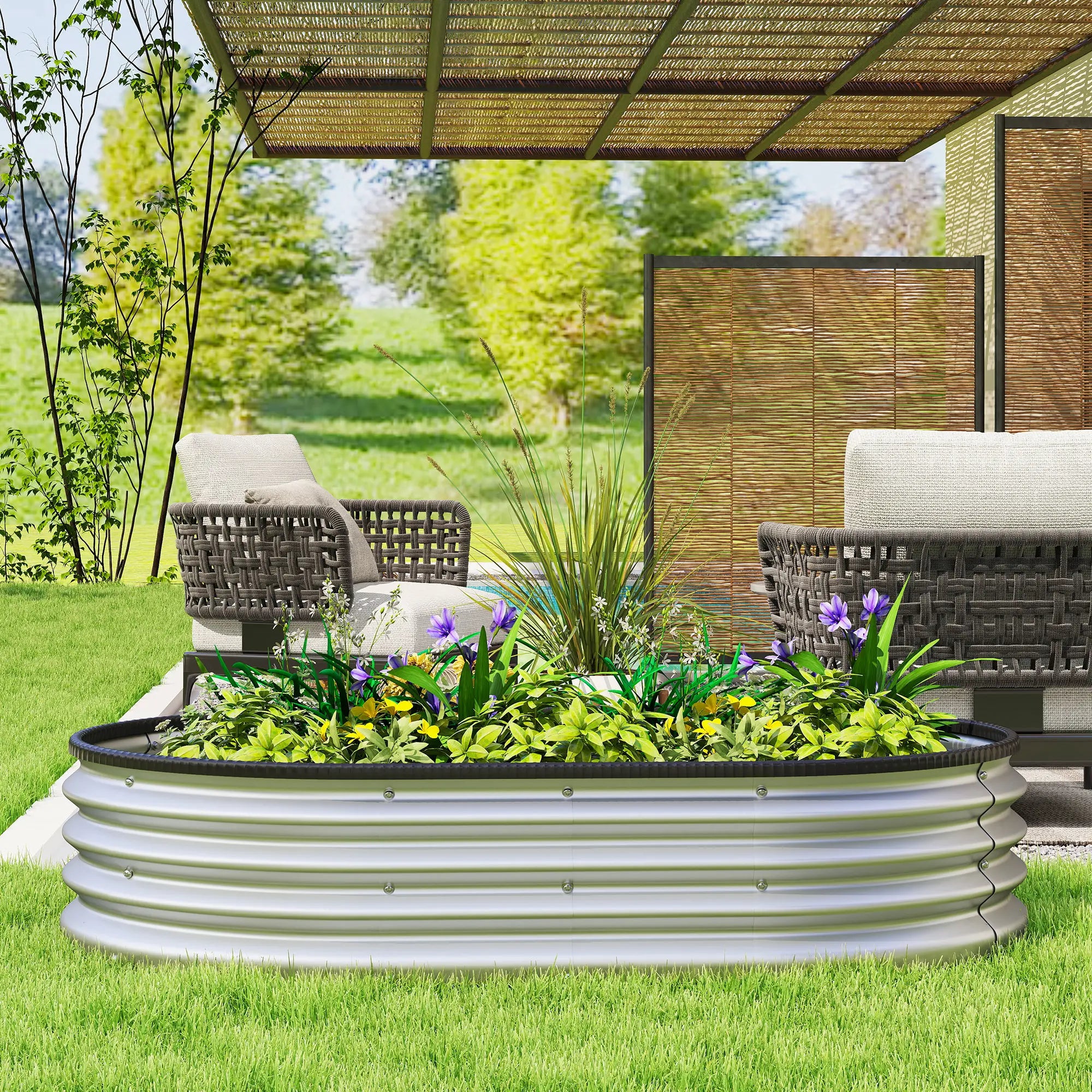 Galvanized Raised Garden Bed, 5 x 3 x 1 ft, Silver Galvanized Planter Boxes at Gallery Canada