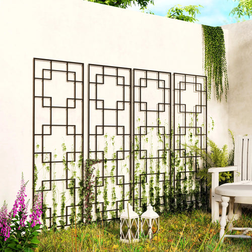 4 Pack Garden Trellis, Metal Grid Panels for Climbing Plants, 72