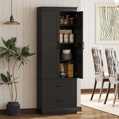 Tall Pantry Cabinet, 67", Kitchen Storage with Adjustable Shelves, Black Kitchen Pantry Cabinets at Gallery Canada