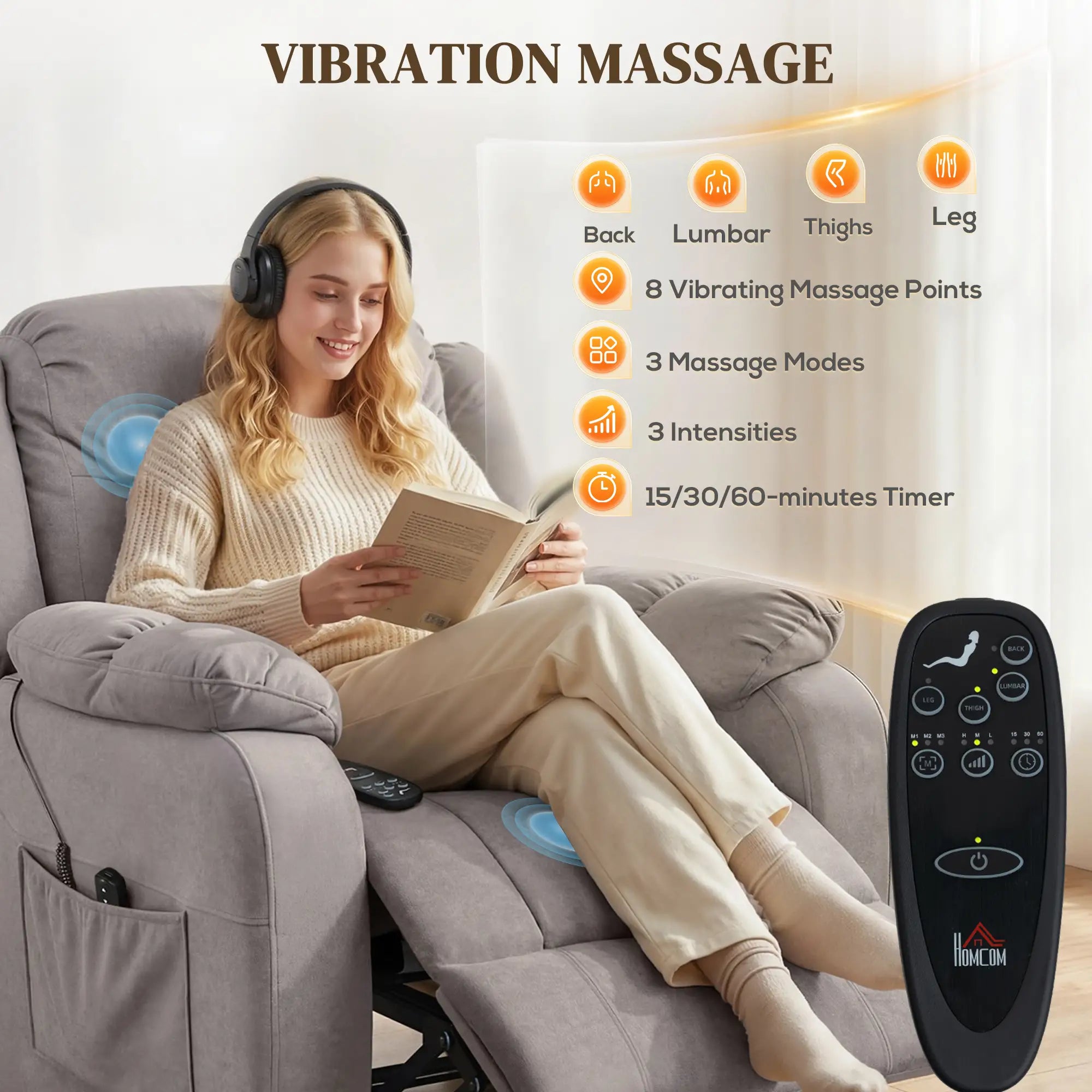 Massage Recliner Chair, Power Recliner, 2 Memory Positions, Brown Single Sofas at Gallery Canada