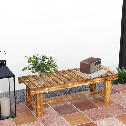 Outdoor Garden Bench, Backless Patio Stool, 43.25" x 15" x 13.75", Carbonized Outdoor Benches at Gallery Canada