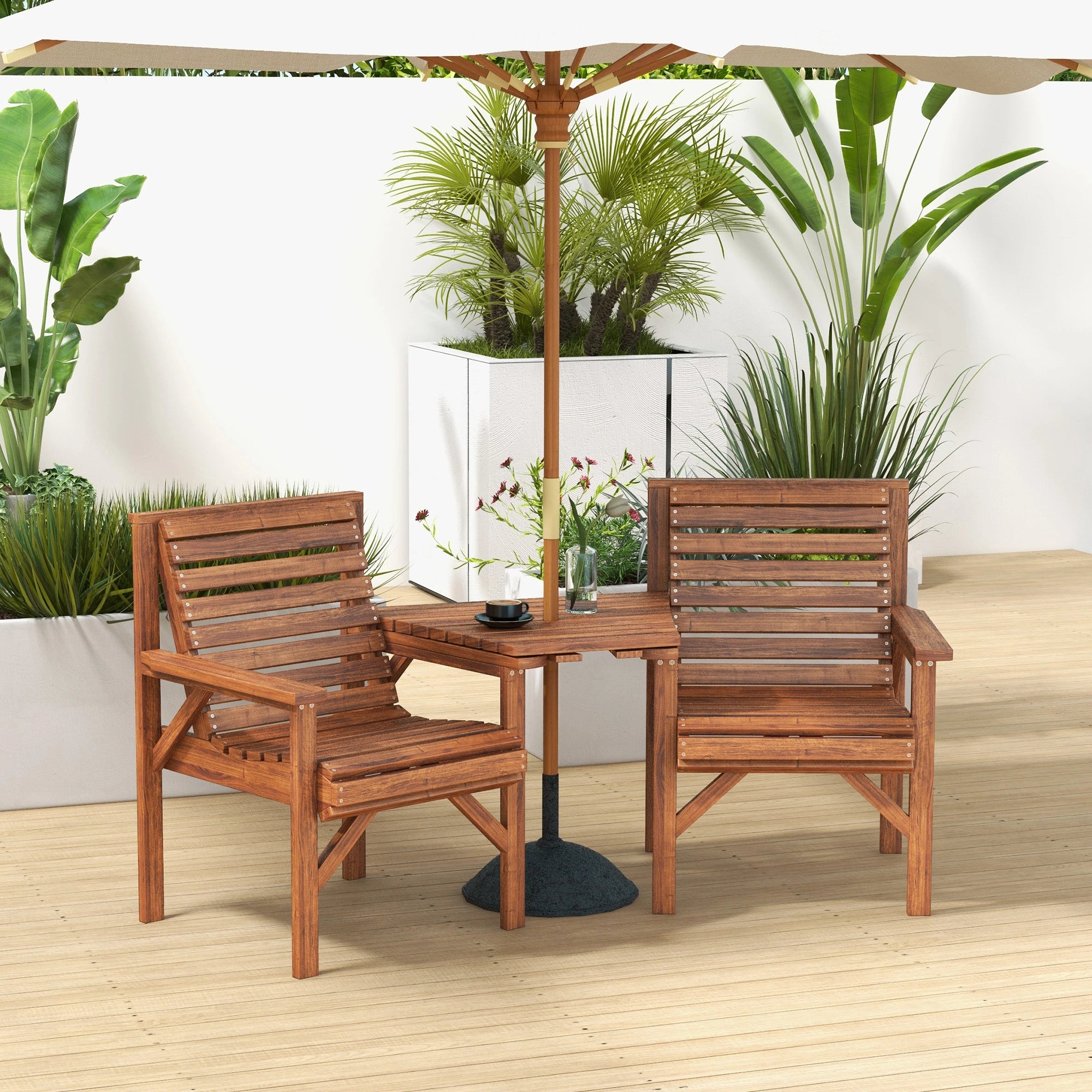 3Pcs Outdoor Bench Set, Backyard, Balcony, Tan Brown Outdoor Benches at Gallery Canada
