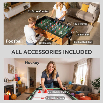 53 in 5-in-1 Multi Game Table, Foosball Pool Hockey Table Tennis Basketball