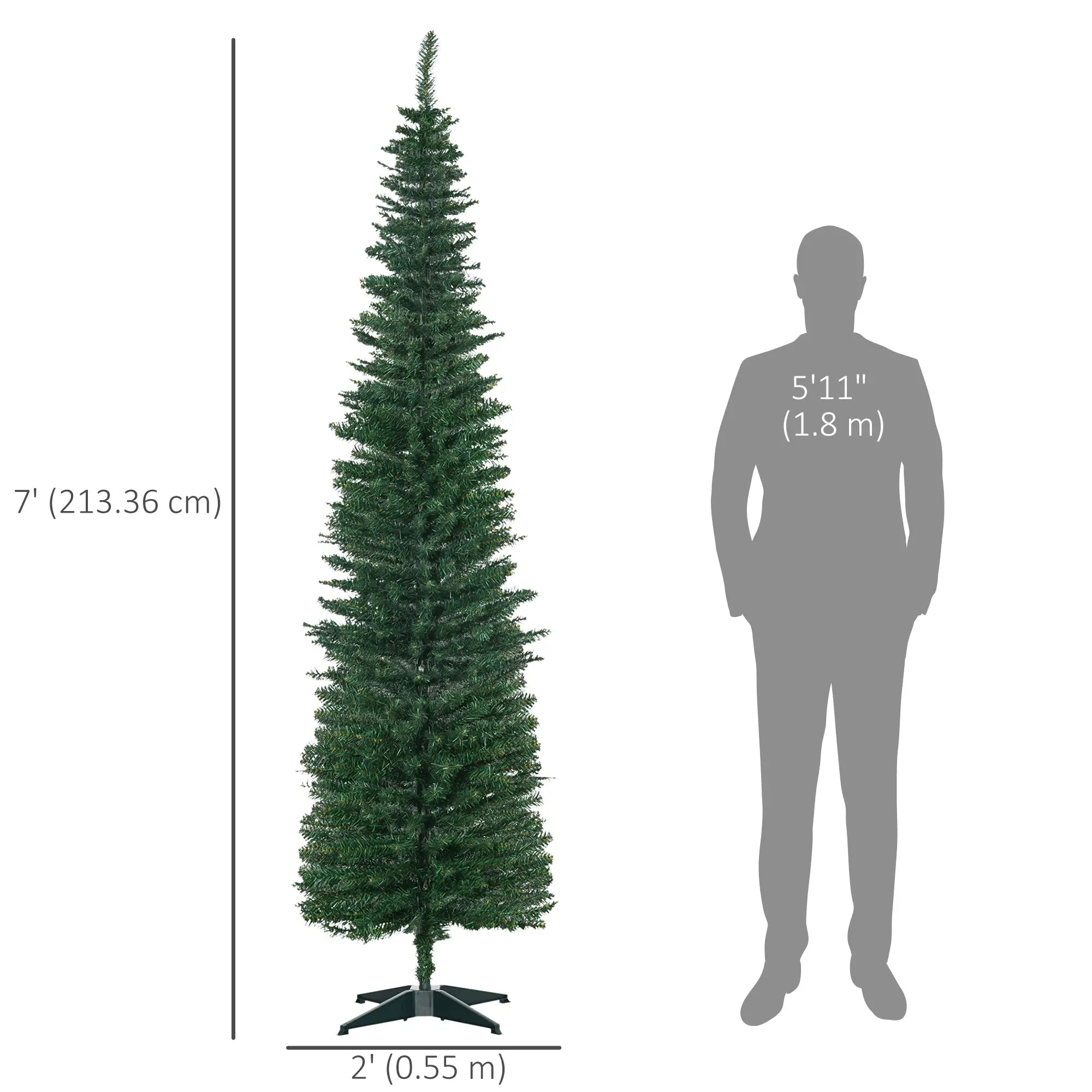 7' PVC Slim Pencil Artificial Christmas Tree, 390 Branch Tips Pencil Christmas Trees at Gallery Canada