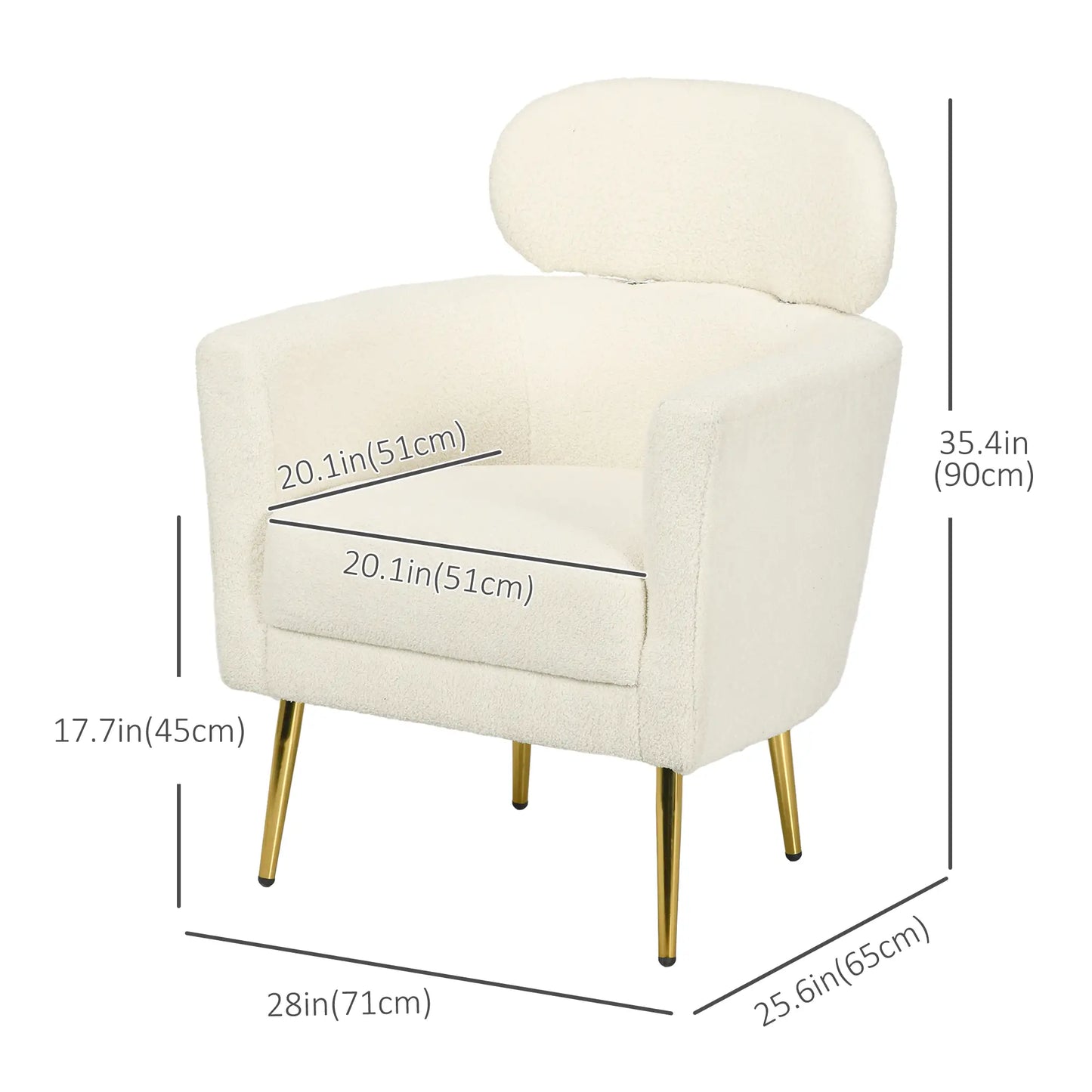 Barrel Accent Chair, Detachable Headrest, Modern Armchair, Cream White Accent Chairs at Gallery Canada