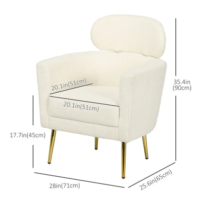 Barrel Accent Chair, Detachable Headrest, Modern Armchair, Cream White Accent Chairs at Gallery Canada