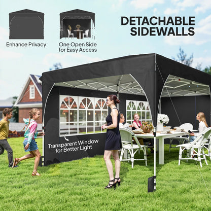 10 x 20 ft Pop Up Canopy Tent, Reflective Strips, UPF 50+, 6 Sandbags, Black Pop Up Canopies at Gallery Canada