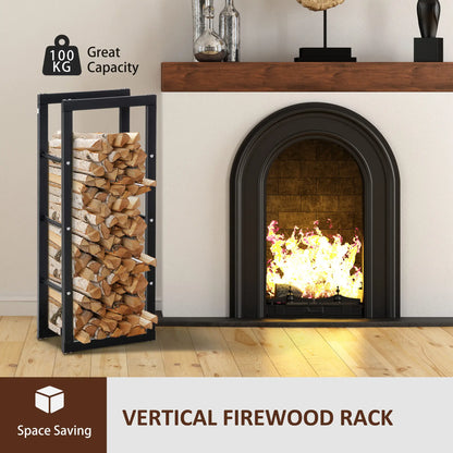Outdoor Firewood Rack, Log Holder with Handles, 220 lbs. Capacity, 15.7" x 9.8" x 39.4", Black Firewood Racks at Gallery Canada