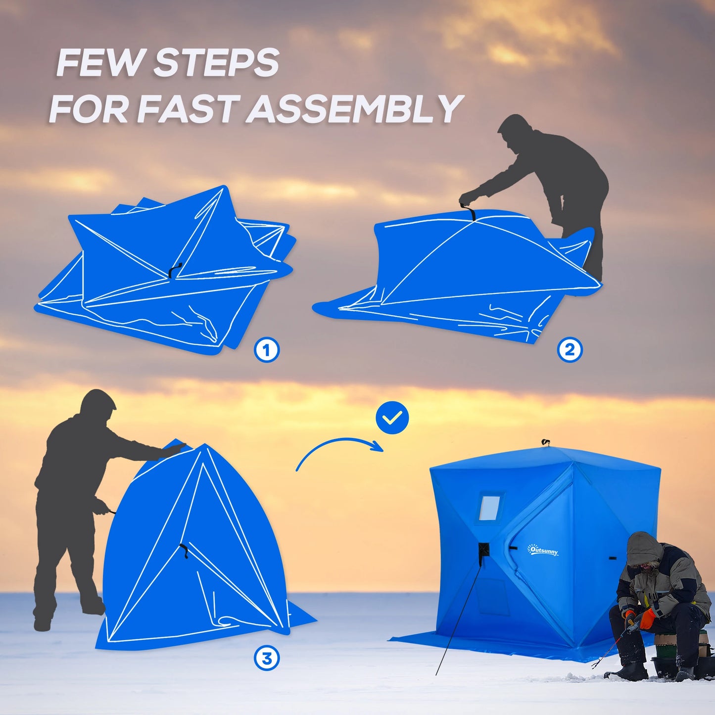 2 Person Pop Up Ice Fishing Tent, with Carry Bag, Blue Ice Fishing Tents at Gallery Canada