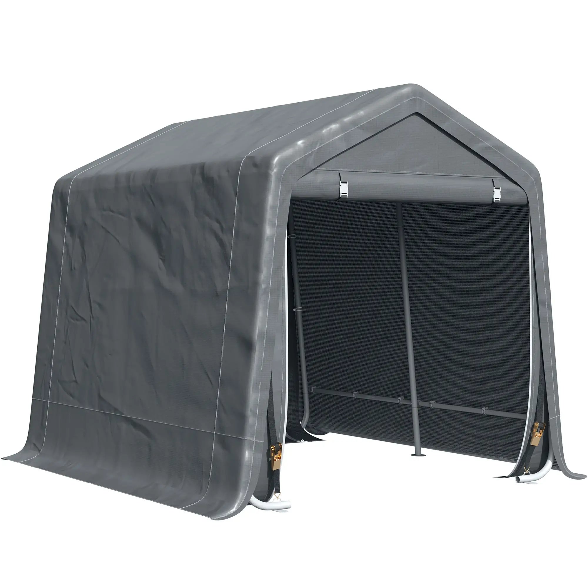 7.9' x 6.6' Garden Storage Tent, Metal Frame, Double Zipper Doors, Dark Grey Car Shelters at Gallery Canada