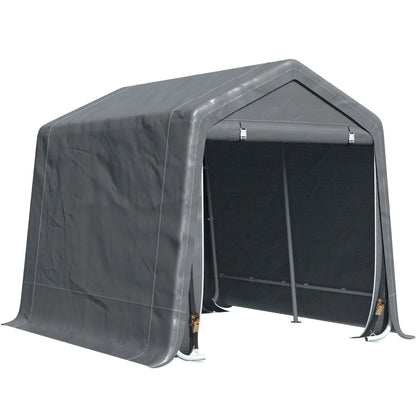 7.9' x 6.6' Garden Storage Tent, Metal Frame, Double Zipper Doors, Dark Grey Car Shelters at Gallery Canada