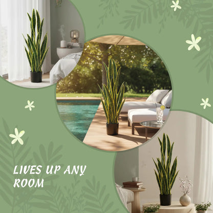 Artificial Tree, 35.4" Artificial Snake Plant with 21 Leaves in Pot for Home, Office, and Living Room, Green Artificial Trees at Gallery Canada