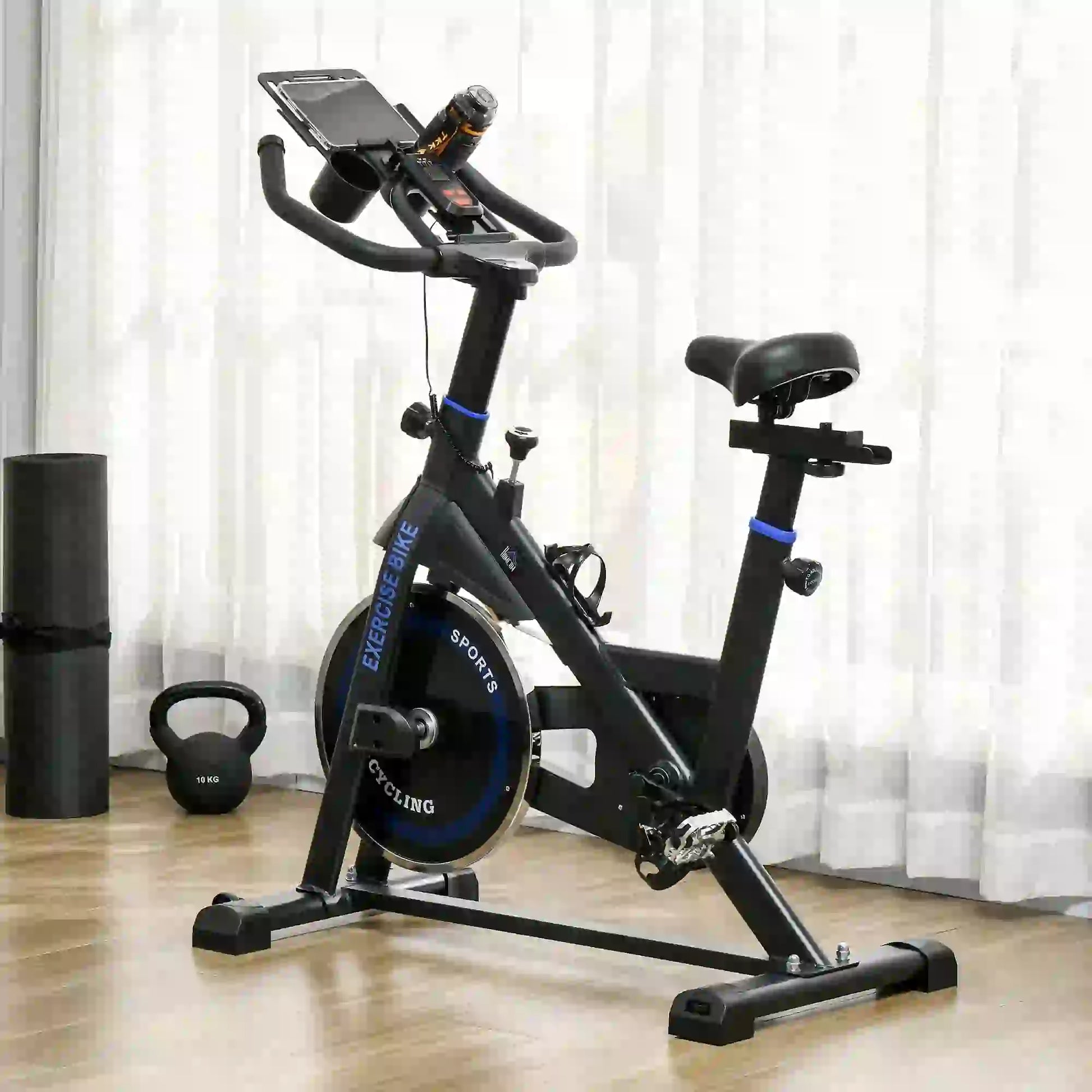 Adjustable Upright Stationary Exercise Bike, LCD Display, Indoor Cycling, Adjustable Resistance, Black Exercise & Stationary Bikes at Gallery Canada