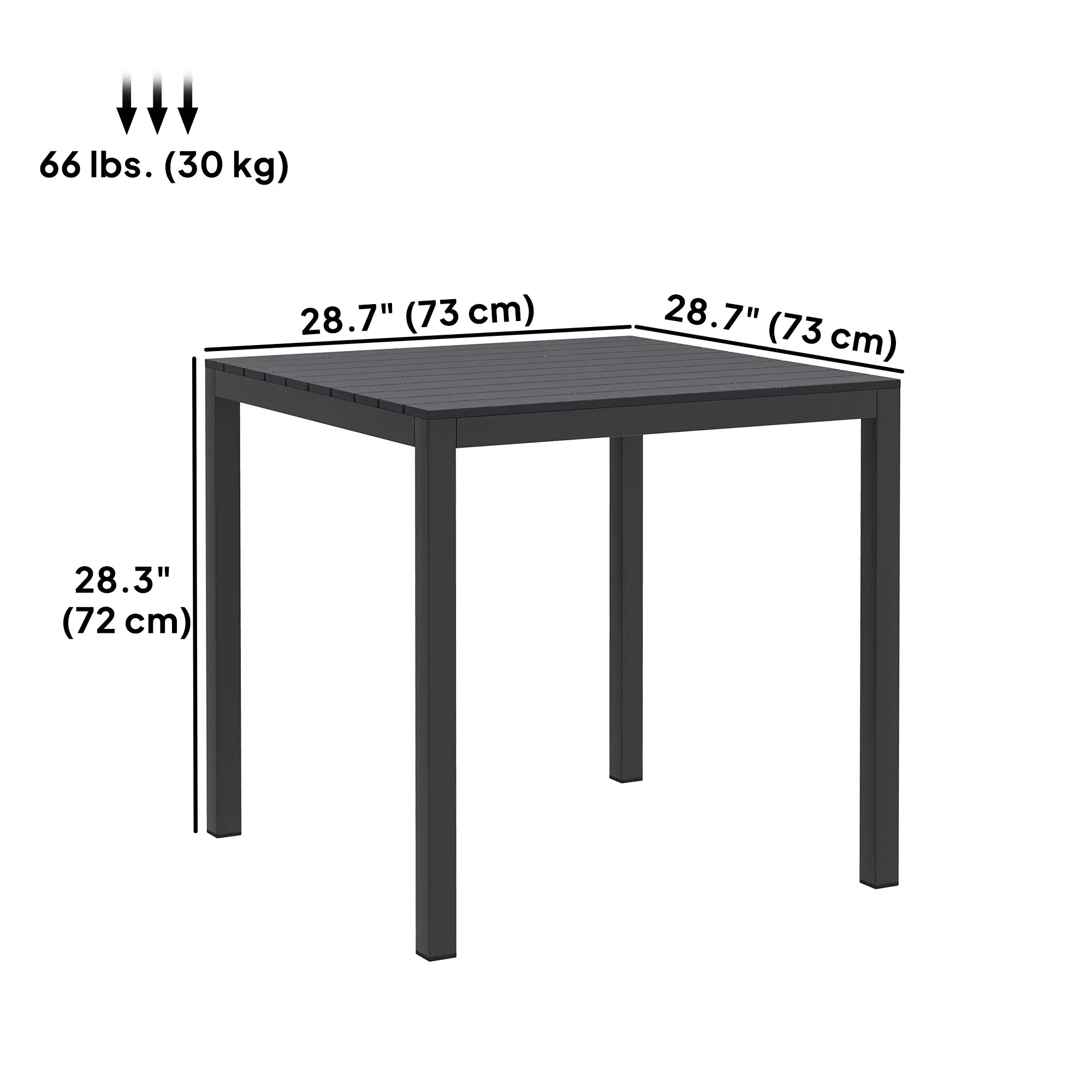 Square Outdoor Dining Table, 4-Person, Aluminum Steel Frame, Black Patio Dinning Tables at Gallery Canada