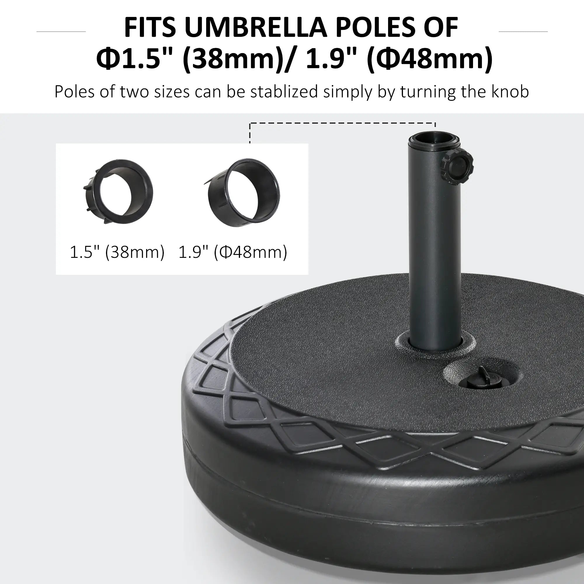 22'' Round Parasol Base, Water Filled, for 1.5''/1.9'', Black Umbrella Bases at Gallery Canada