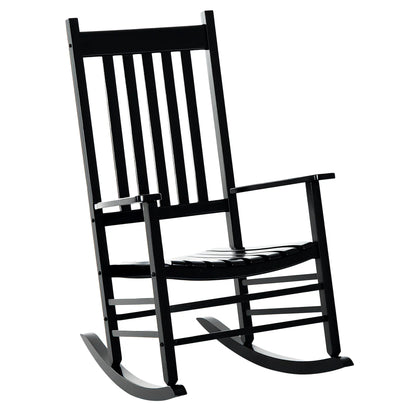 Wooden Porch Rocking Chair, Outdoor Patio Rocker, Black Outdoor Rocking Chairs Black at Gallery Canada