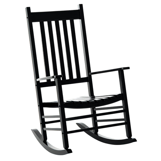 Wooden Porch Rocking Chair, Outdoor Patio Rocker, Black Outdoor Rocking Chairs Black at Gallery Canada