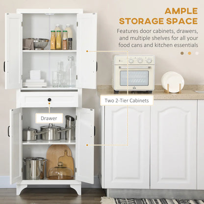 Freestanding Storage Cabinet, Kitchen Pantry with 2 Shelves, 4 Doors Kitchen Pantry Cabinets at Gallery Canada