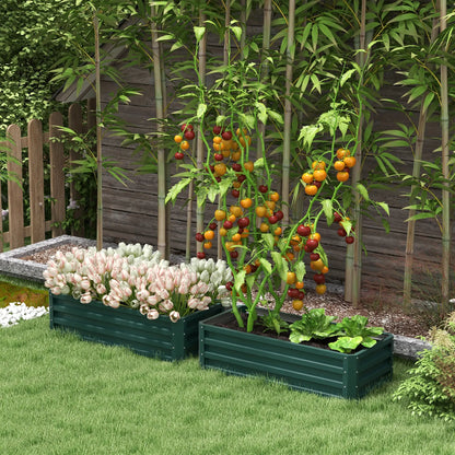 Galvanized Raised Garden Beds, Set of 2, Outdoor Planter Box, Green Galvanized Planter Boxes at Gallery Canada