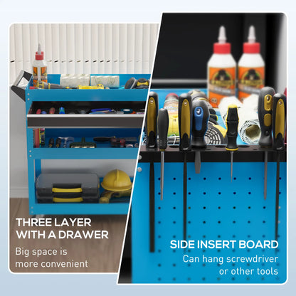 Tool Cart On Wheels, Ball Bearing Drawer, Storage Trays, Blue Tool Organizers at Gallery Canada