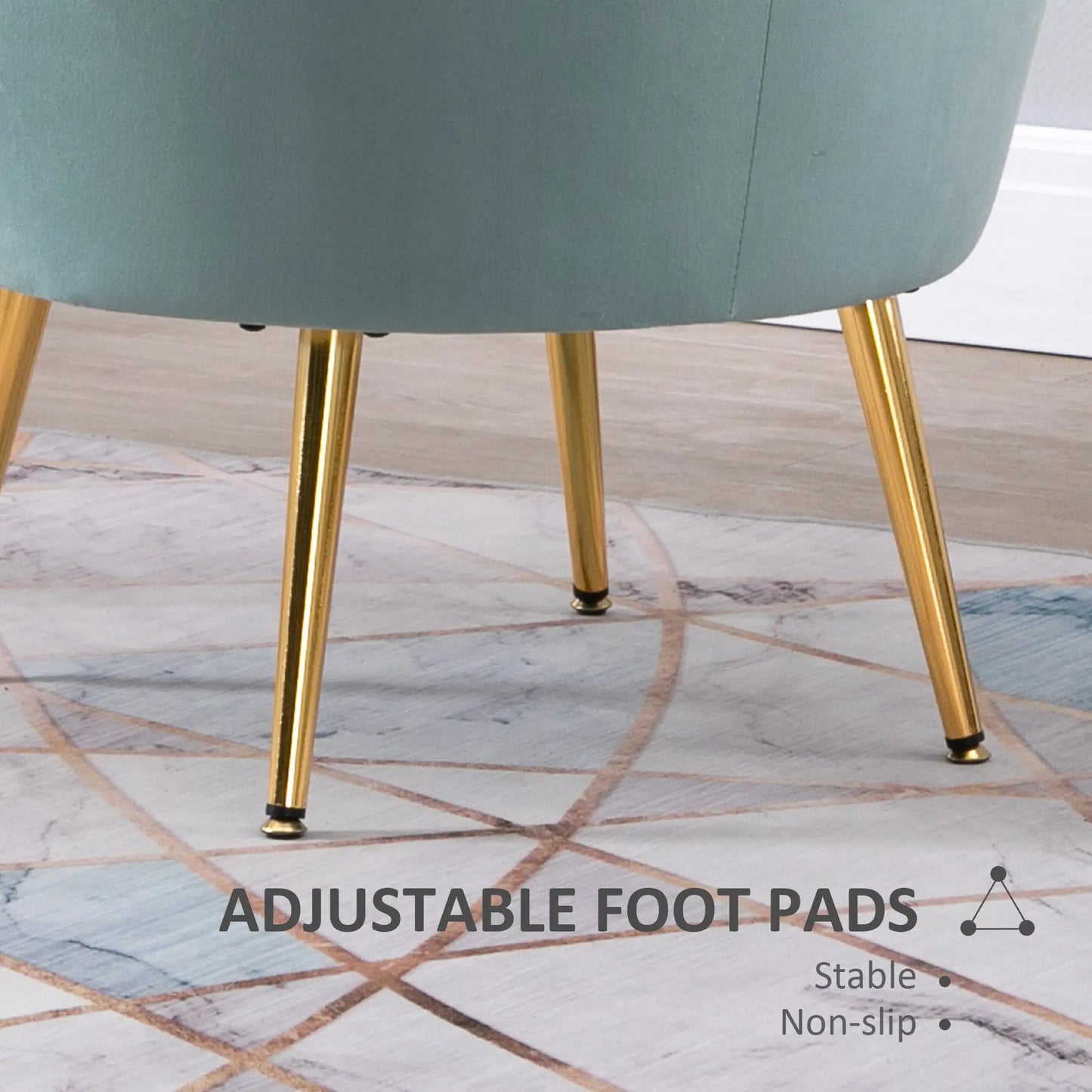 Modern Velvet Accent Chair, Gold Metal Legs, Green Accent Chairs at Gallery Canada