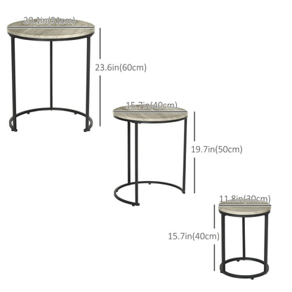 Round Nesting Tables Set of 3, Steel Frame, Living Room Side Tables at Gallery Canada