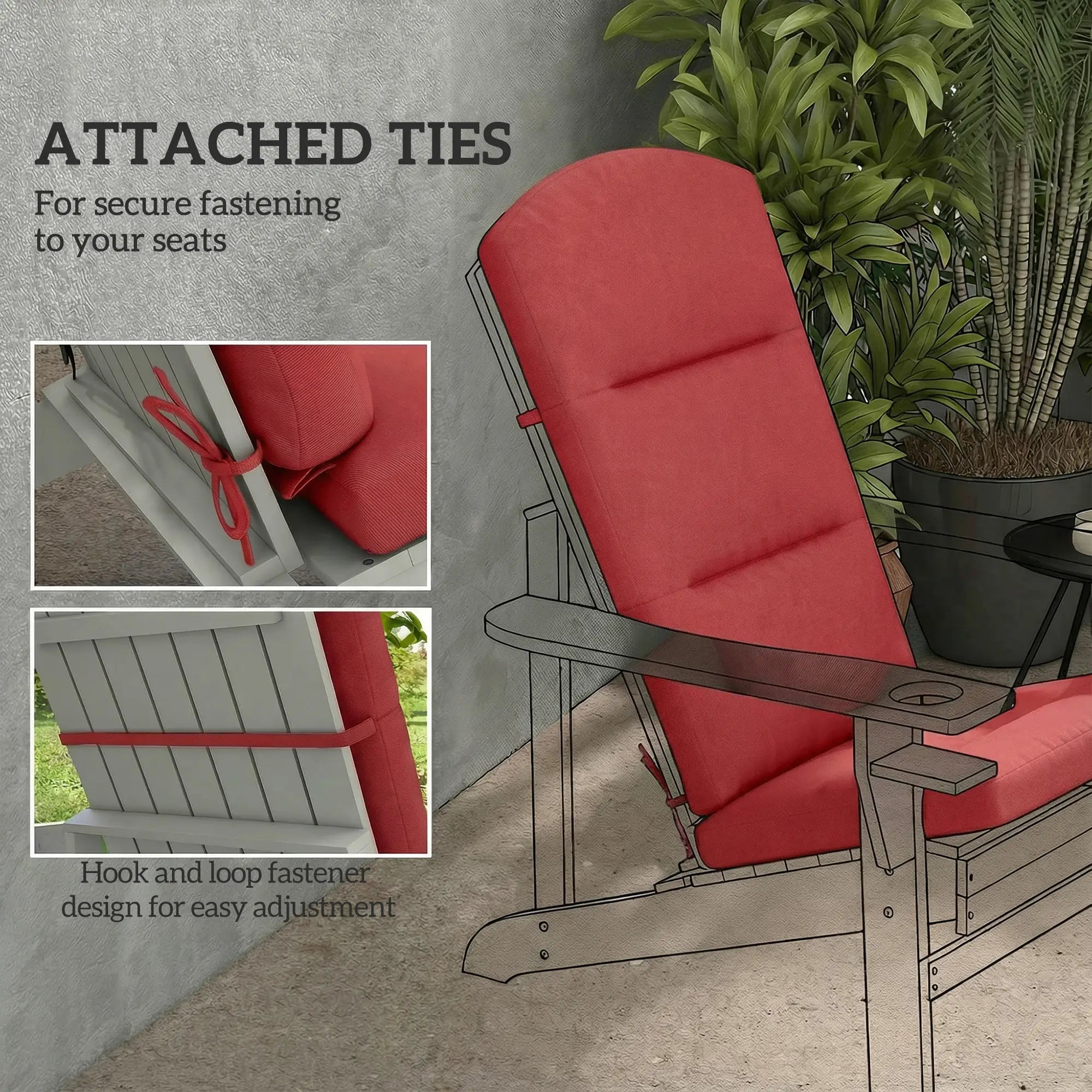 Patio Chair Cushion For Adirondack Chairs, Wine Red Patio Chair Cushions at Gallery Canada
