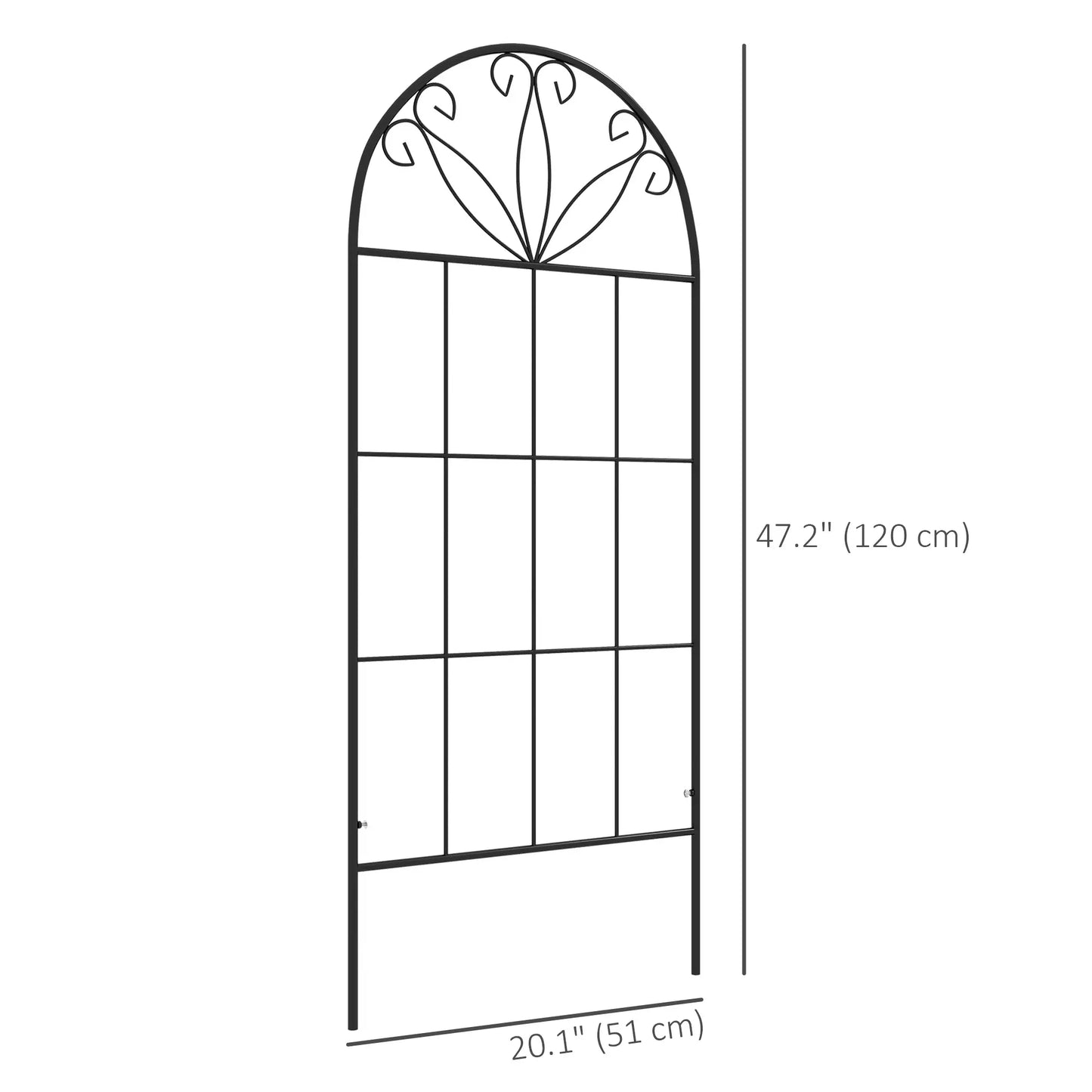 Metal Garden Trellis, Pack of 2, Arched Grid, 20" x 47", Black Plant Stands at Gallery Canada